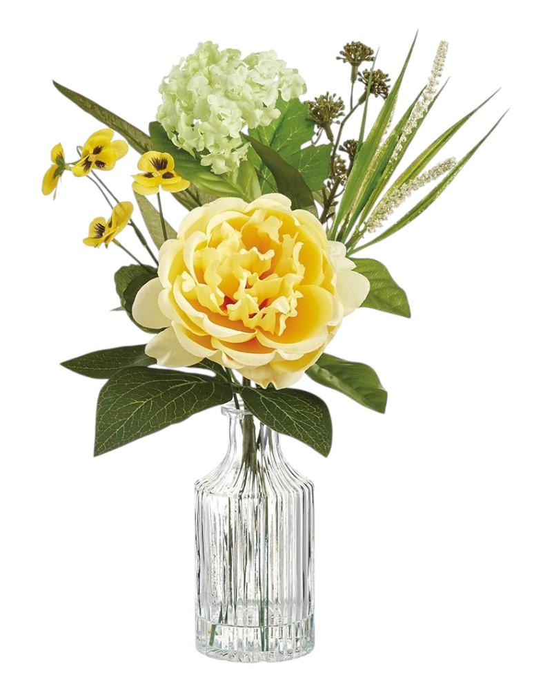 Rose/Snowball Vase 13" Ye/Gr