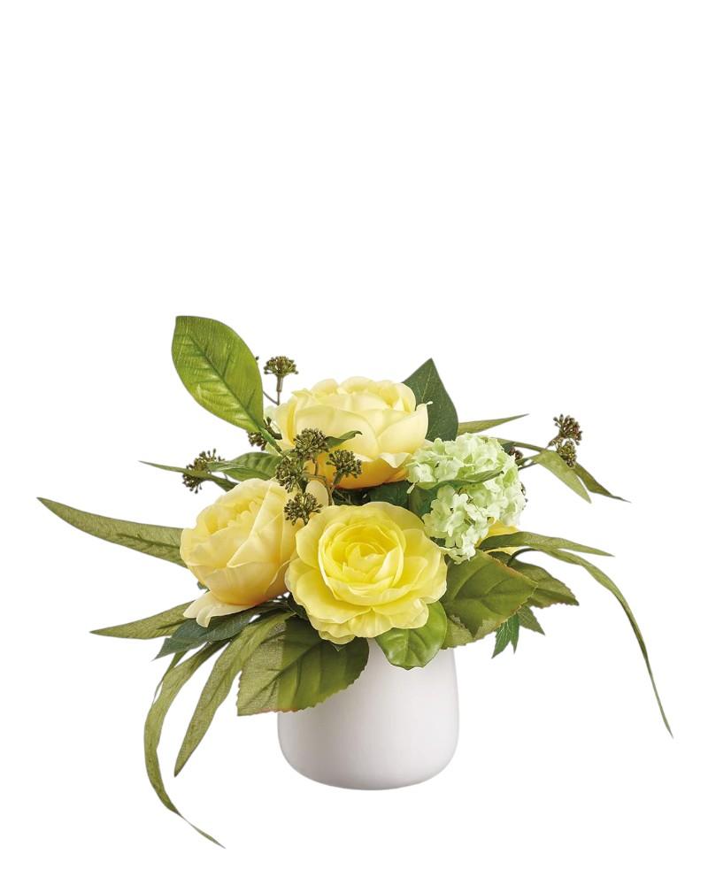 Rose/Snowball Potted 10" Ye/Gr