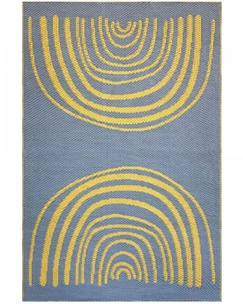 6 ft x 9 ft Mad Mat Yellow/Grey Concentric