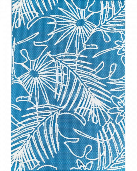 6 ft x 9 ft Mad Mat Turquoise/White Palm