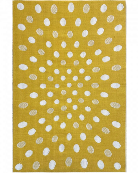 4 ft x 6 ft Mad Mat Yellow/White Crazy Dots