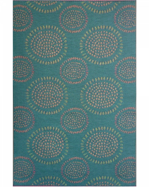 6 ft x 9 ft Mad Mat Teal/Red Molly