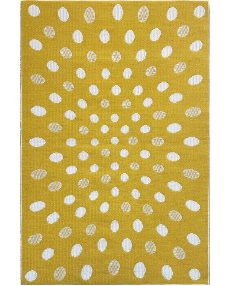4 ft x 6 ft Mad Mat Yellow/White Crazy Dots