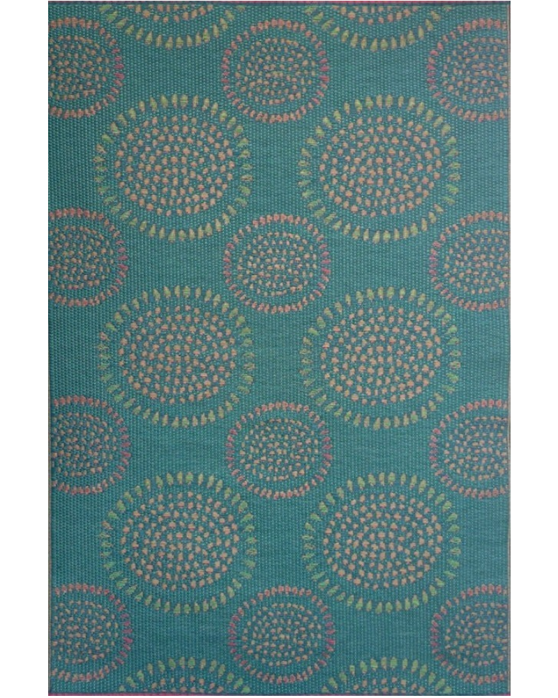 6 ft x 9 ft Mad Mat Teal/Red Molly