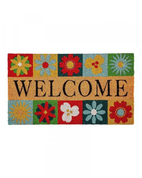 Coir Mat Bold Florals Welcome