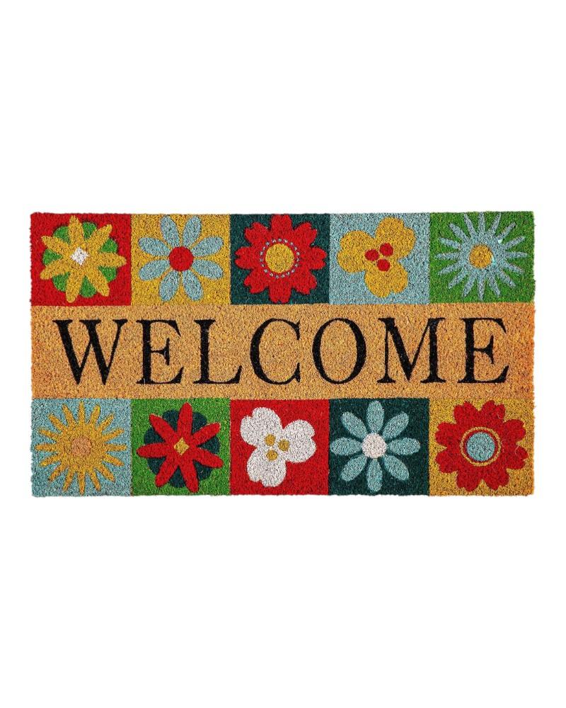 Coir Mat Bold Florals Welcome