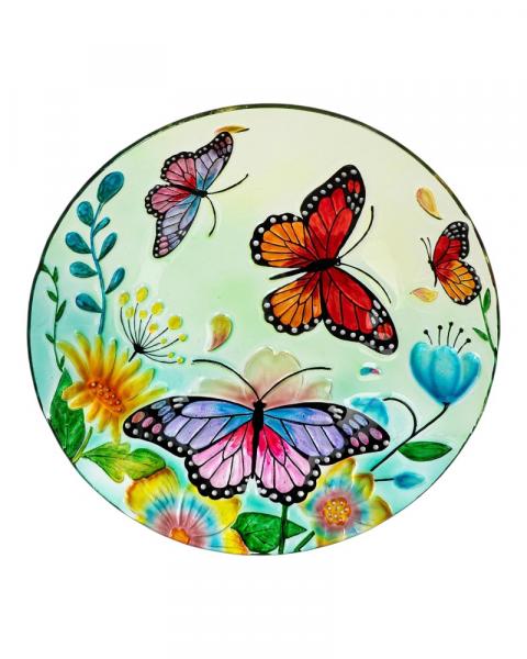 Glass Birdbath Pollinator Bfy