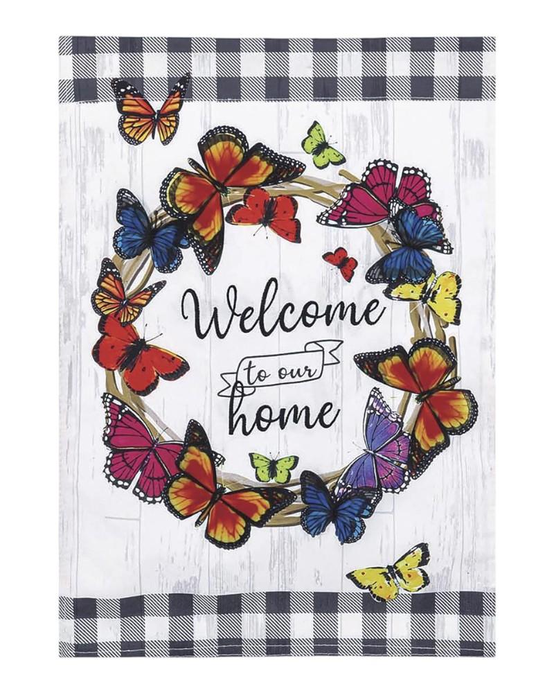 Garden Flag Butterfly Wreath