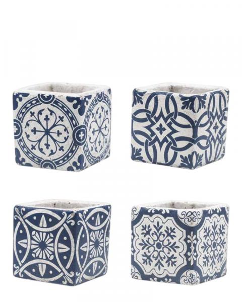 Indigo Tile Planter 4" Assorted