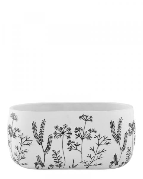 White/Black Wildflower Oval Planter