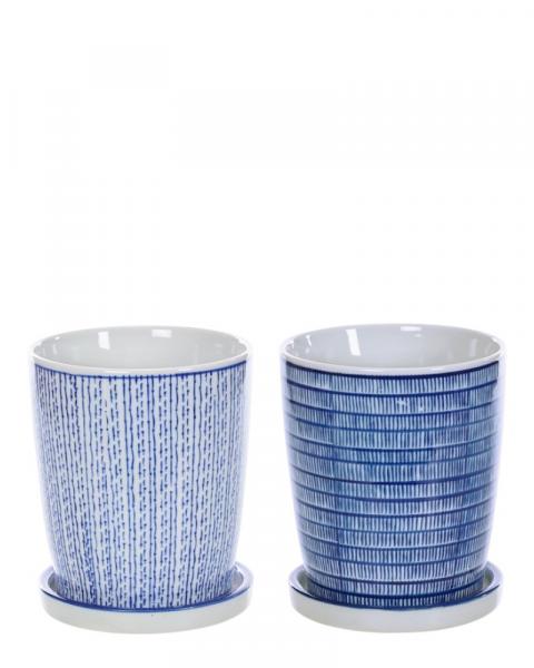 Blue/White Planter with Saucer