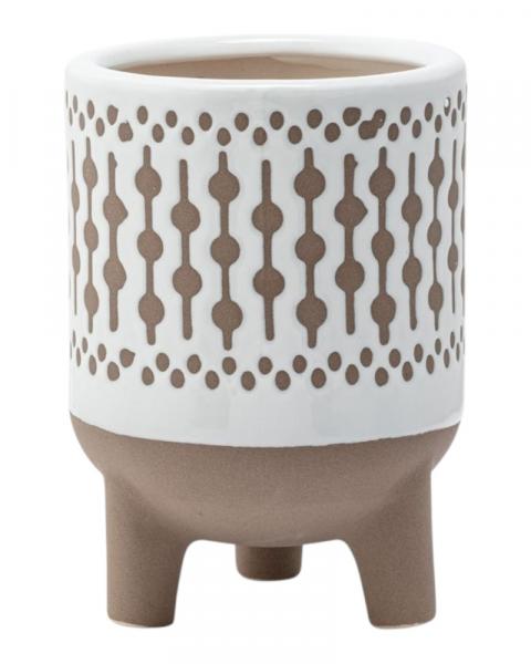 Lattice Footed Pot 4.7x7" White