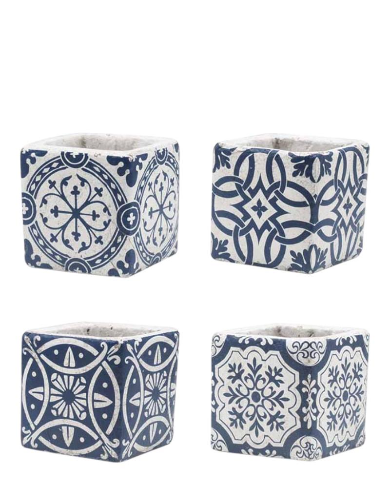 Indigo Tile Planter 4" Assorted