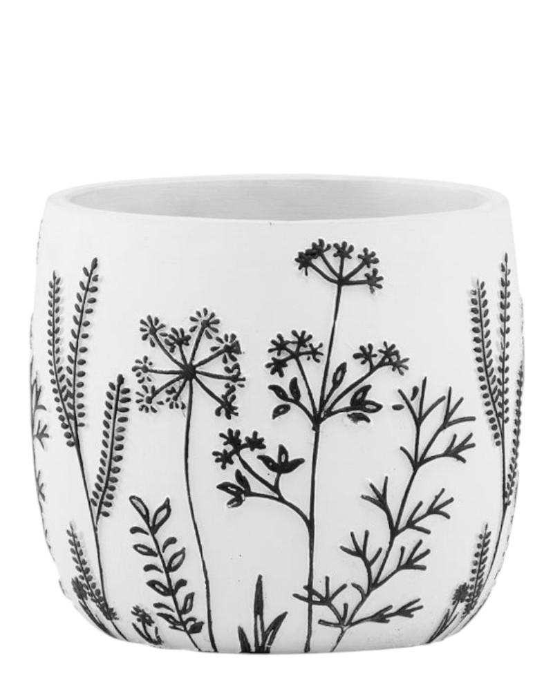 White/Black Wildflower Planter