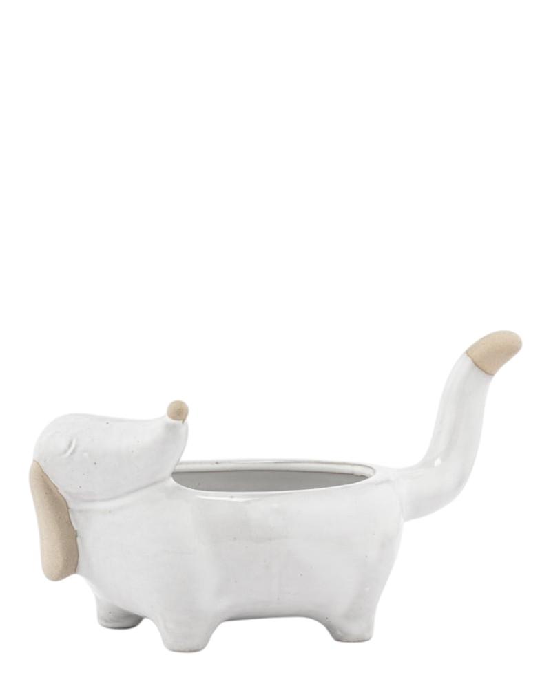Looking Back Dog Planter 9"