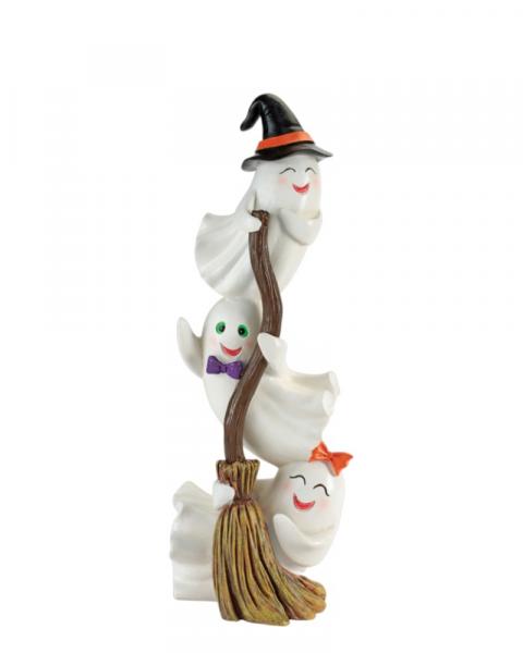 Resin Ghost Trio W/broom 15.75"