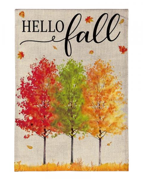 Garden Flag Hello Fall Trees