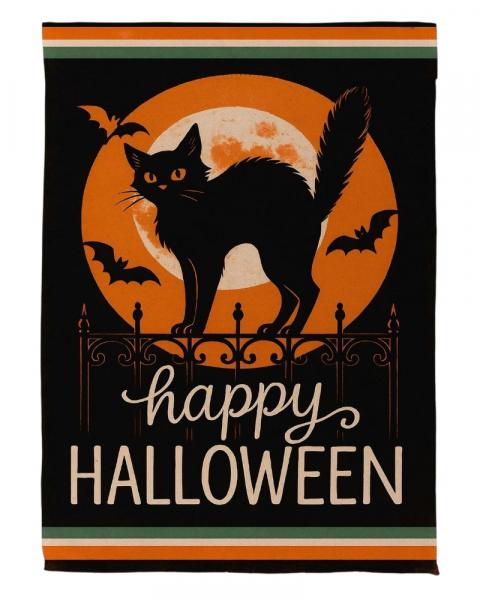 Garden Flag Moonlit Black Cat