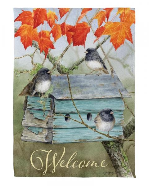Garden Flag Rustic Birdhouse