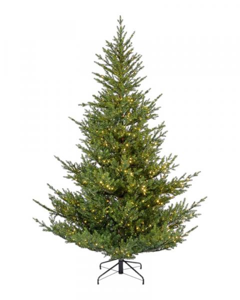 9' Norway Spruce Snowy With 1200 Warm White Micro LED Lights
