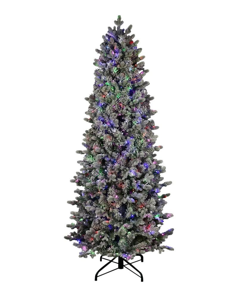 6.5' Noble Pole Flocked Fir Wtih 600 Color Changing Starry LED Lights